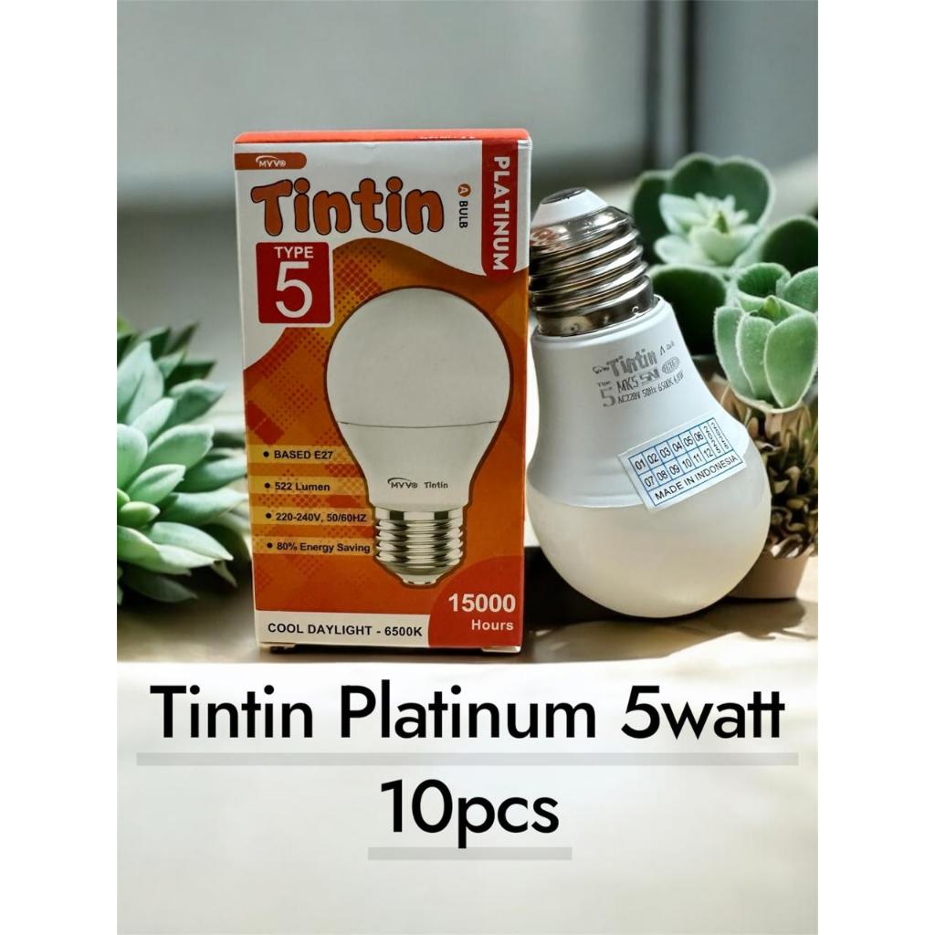 Lampu LED BULB Tintin Platinum 5watt PAKET 10pcs GROSIR - lampu tintin 5watt - Bohlam Lampu LED Tint