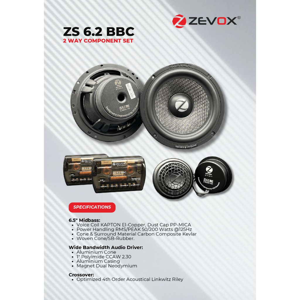 ZEVOX ZS 6.2 BBC 2 WAY COMPONENT SET