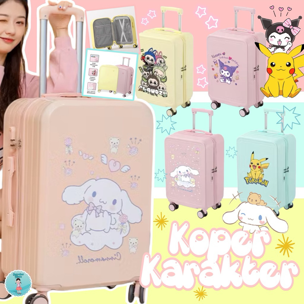 Koper Anak Kabin 20inch/Koper 18inc Stroller/ Suitcase Travel Luggage 22inch/Tas Koper 24inc pokemon