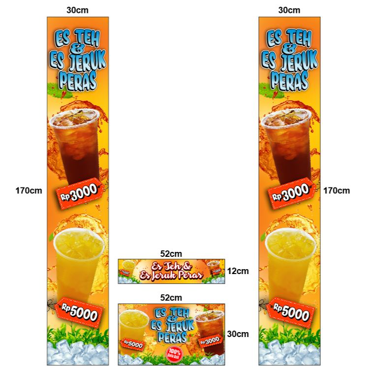 Custom Rombong / Booth Banner Es Teh Es Jeruk | Custom Desain | Custom Ukuran