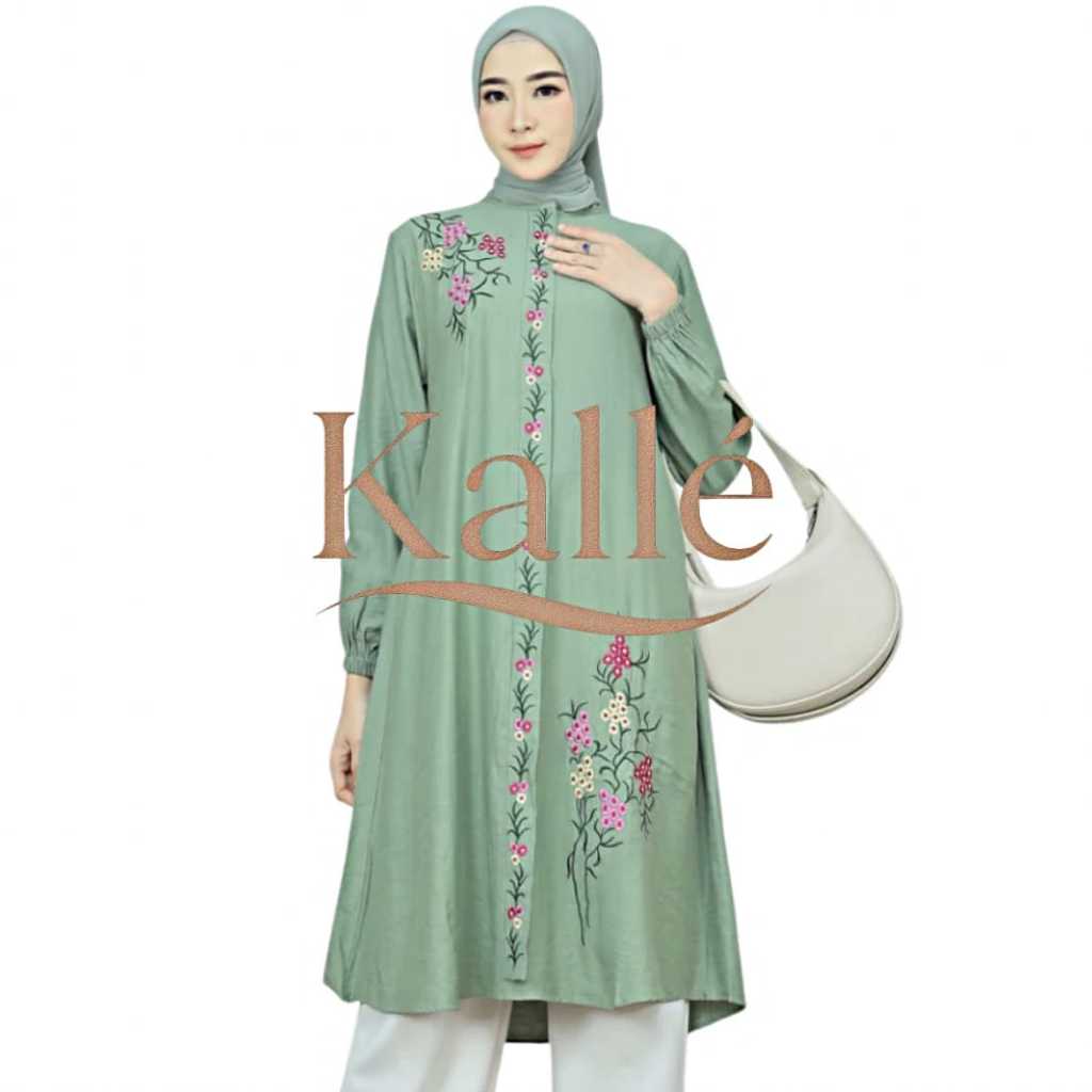 Kalle Tunik Devina Bordir Linen Crespo Tunik Wanita Busui Aneka Warna