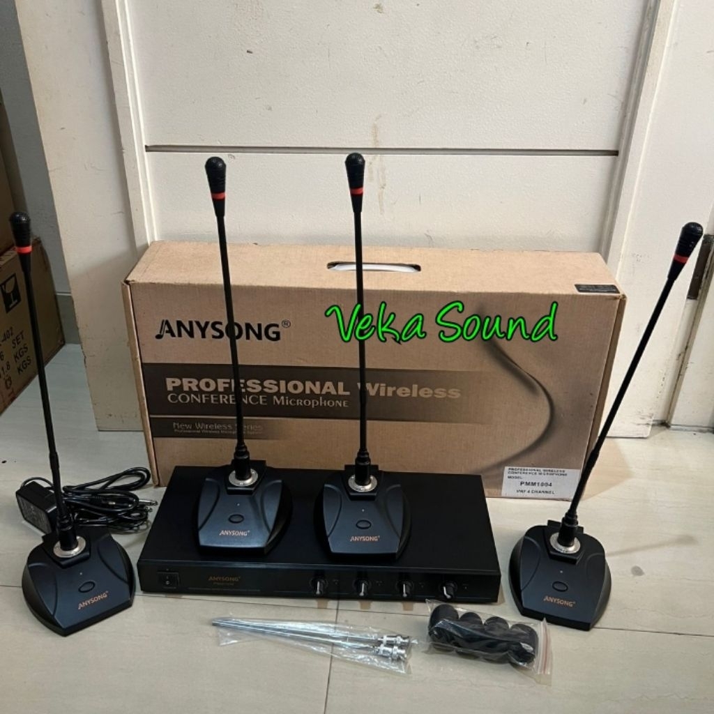 Mic Wireless Conference Podium  Anysong PMM 1004 4 Mic Meja /Podium Original