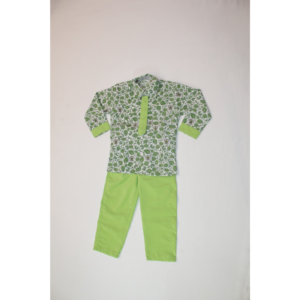 Seragam Paud Batik Teratai Hijau Anak Laki-Laki