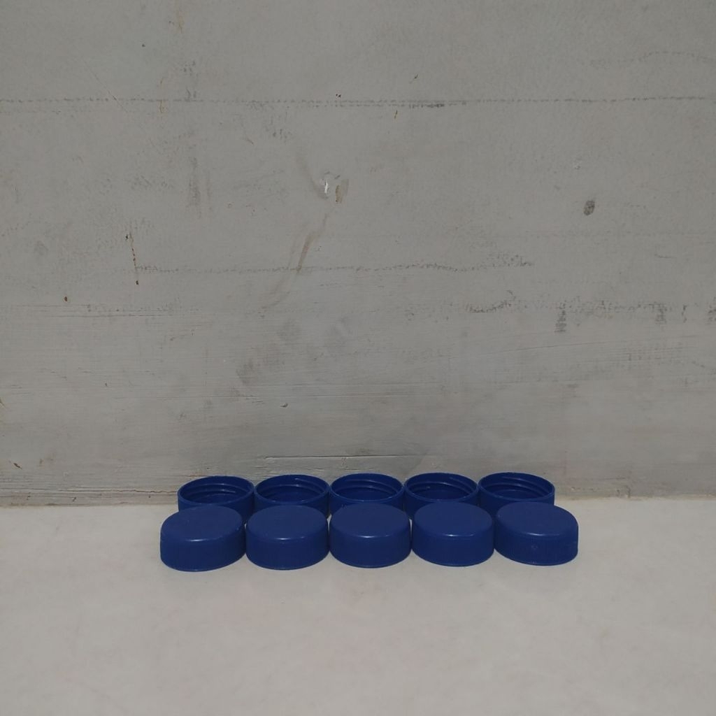 10pcs Tutup Botol Plastik Aqua Warna Biru Tua Bekas Bersih