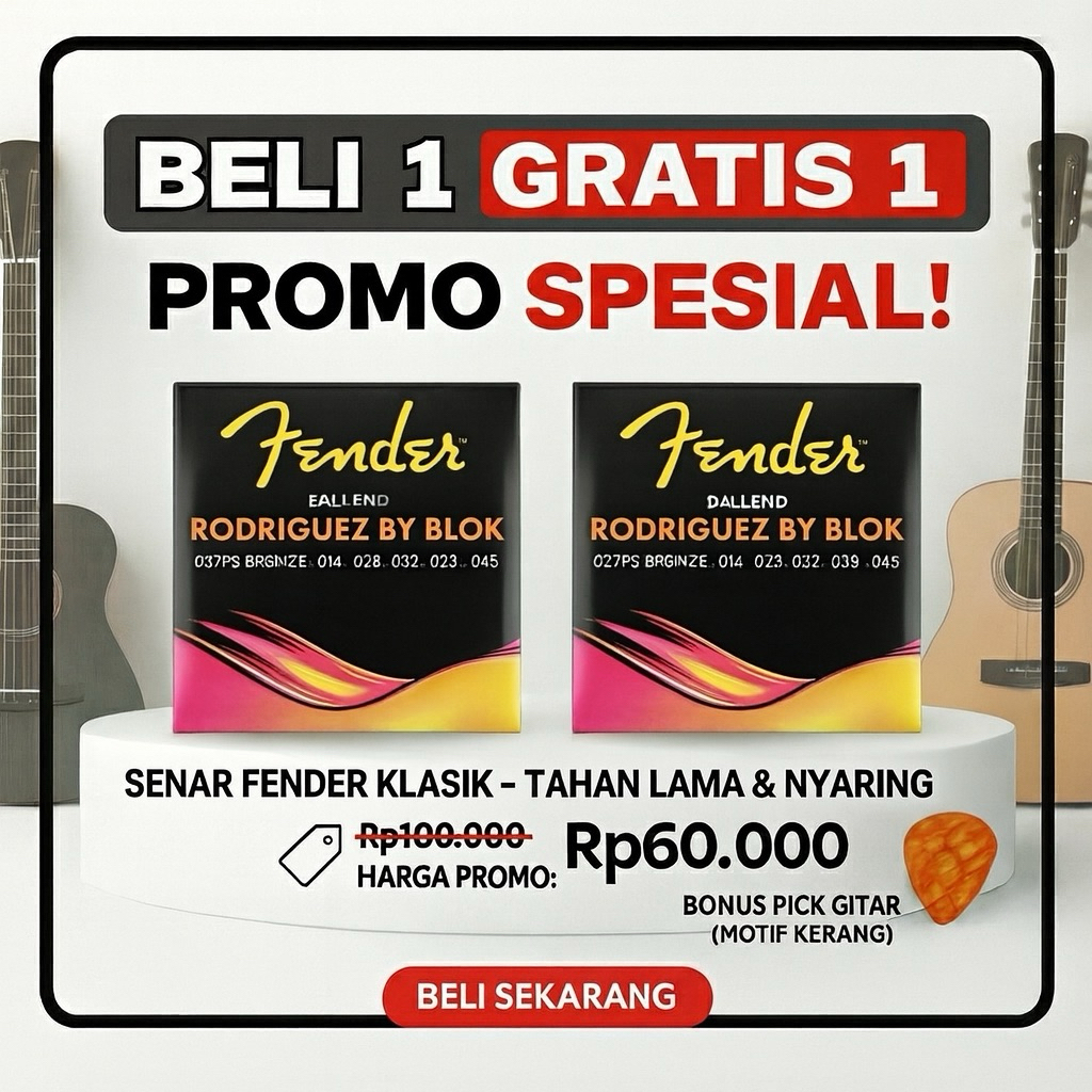 [BELI 1 GRATIS 1] Senar Gitar Klasik Fender Rodriguez High Tension Nylon Original - Suara Kuat Bonus