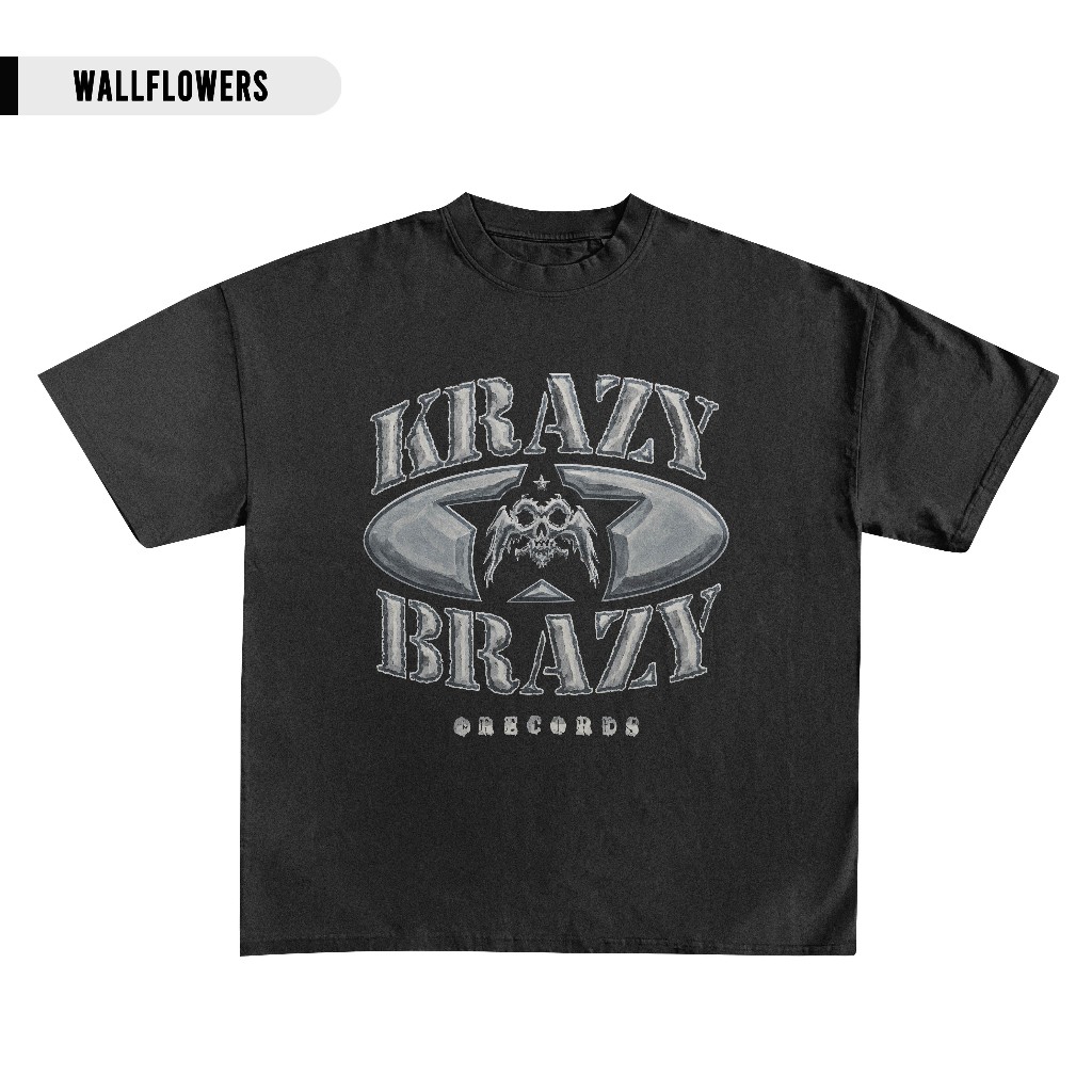 Krazy Brazy - Records Tshirt Hitam | Kaos Distro Casual Cowok | HipHop