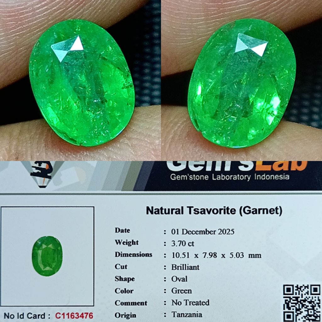 NATURAL TSAVORITE GARNET TANZANIA GREEN MEMO GLI