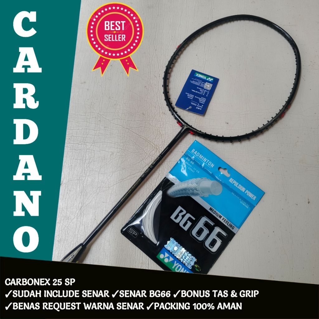 Raket Badminton Carbonex 25SP Fulset Siap Pakai 30Lbs