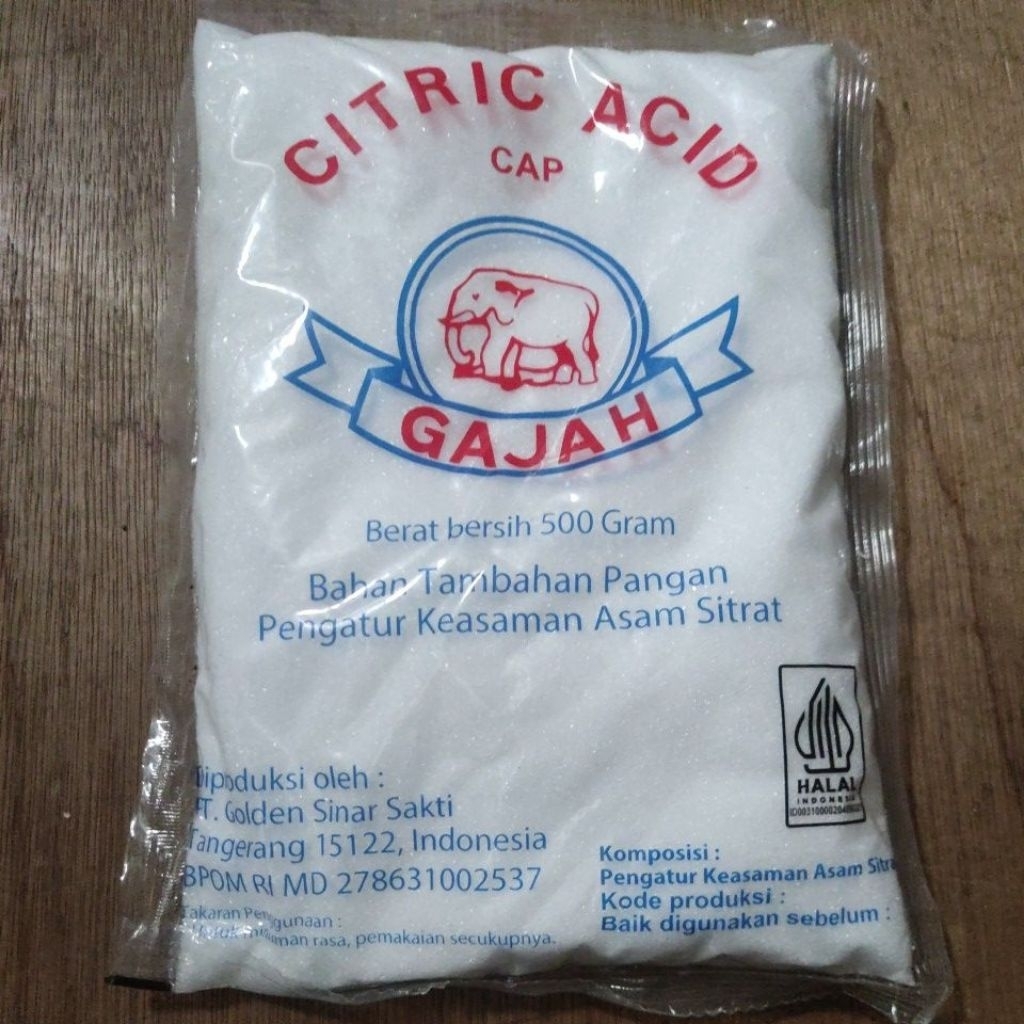 citrun acid cap gajah kemasan 500 gr