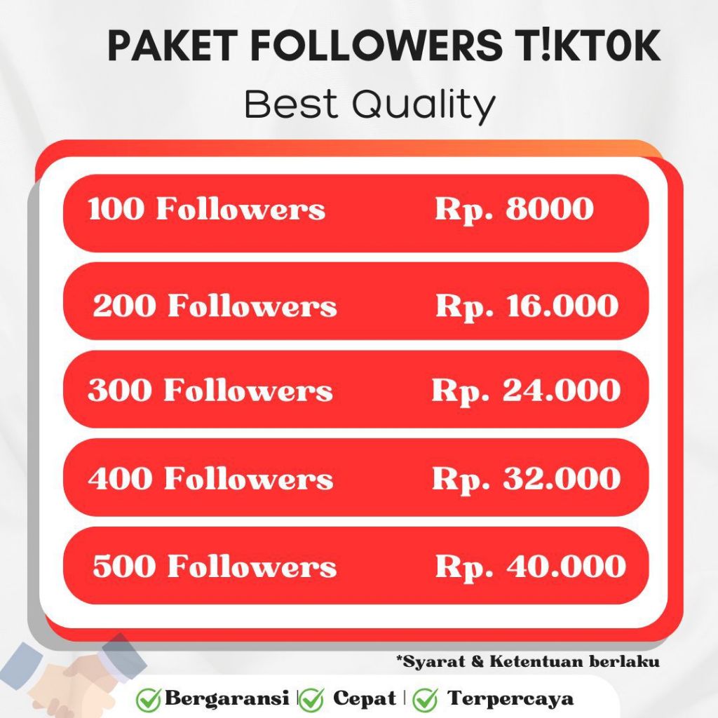 Followers Tiktok murah proses cepat dan BergaRansi Follower pengikut like Tiktok
