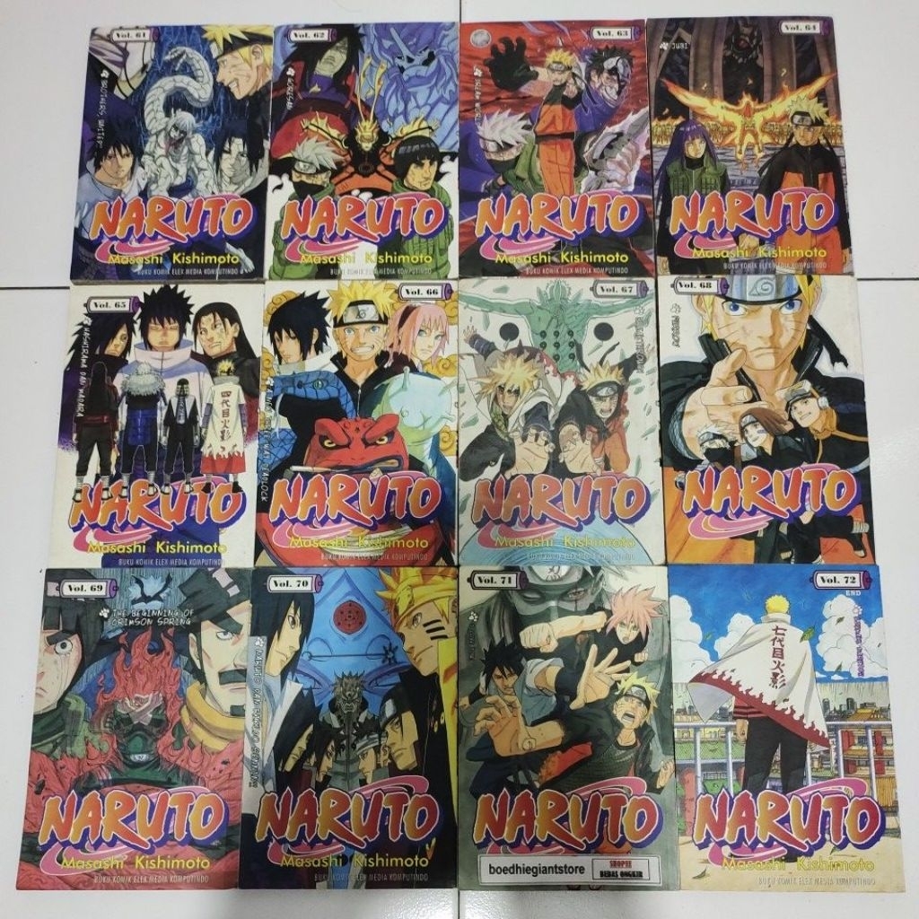 Komik Naruto 72,71,70-61, Kolpri, ORI Elex, paketan 12bk, TS