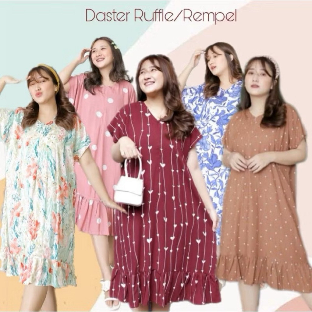 DASTER RUFFLE VIRAL KEKINIAN / DASTER RAYON REMPEL / DASTER PENDEK SELUTUT