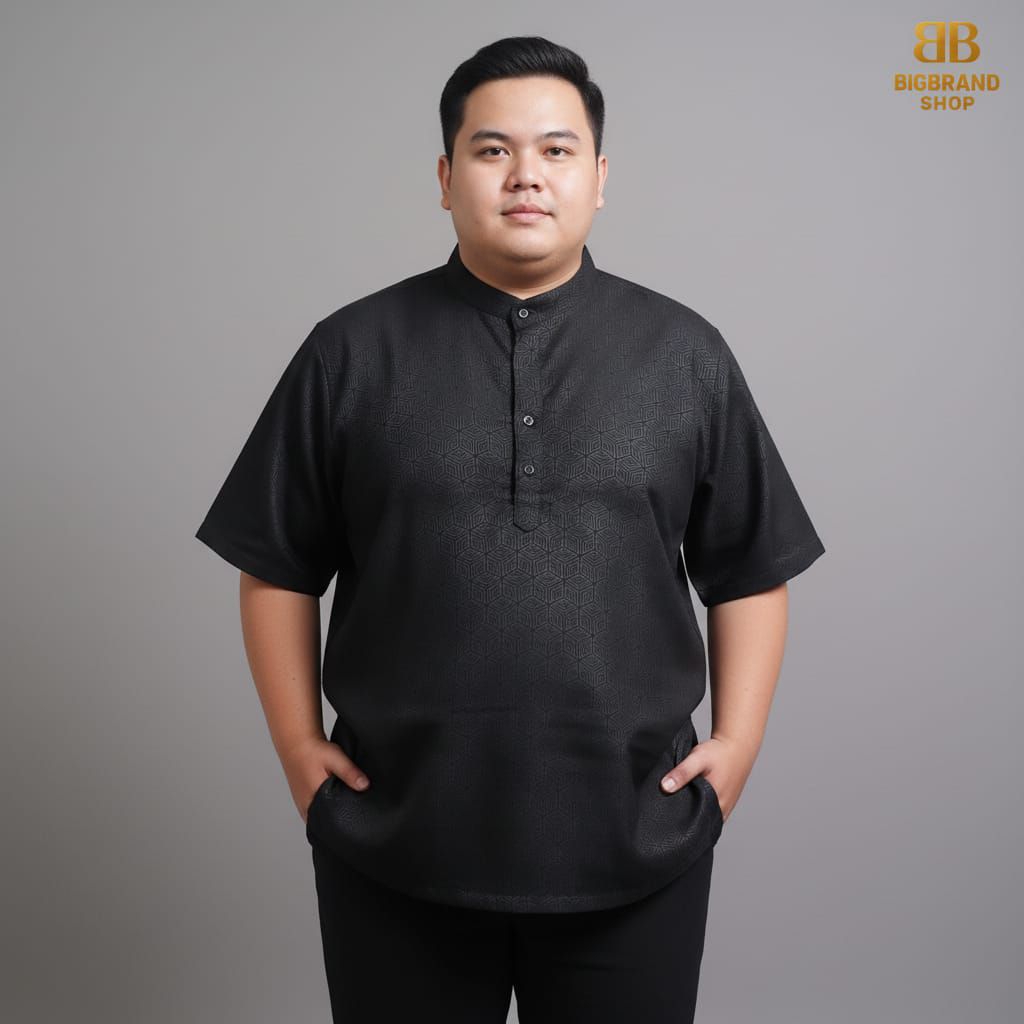 Kemeja Koko Kurta Lengan Pendek Embos Premium Jumbo Kurta Besar
