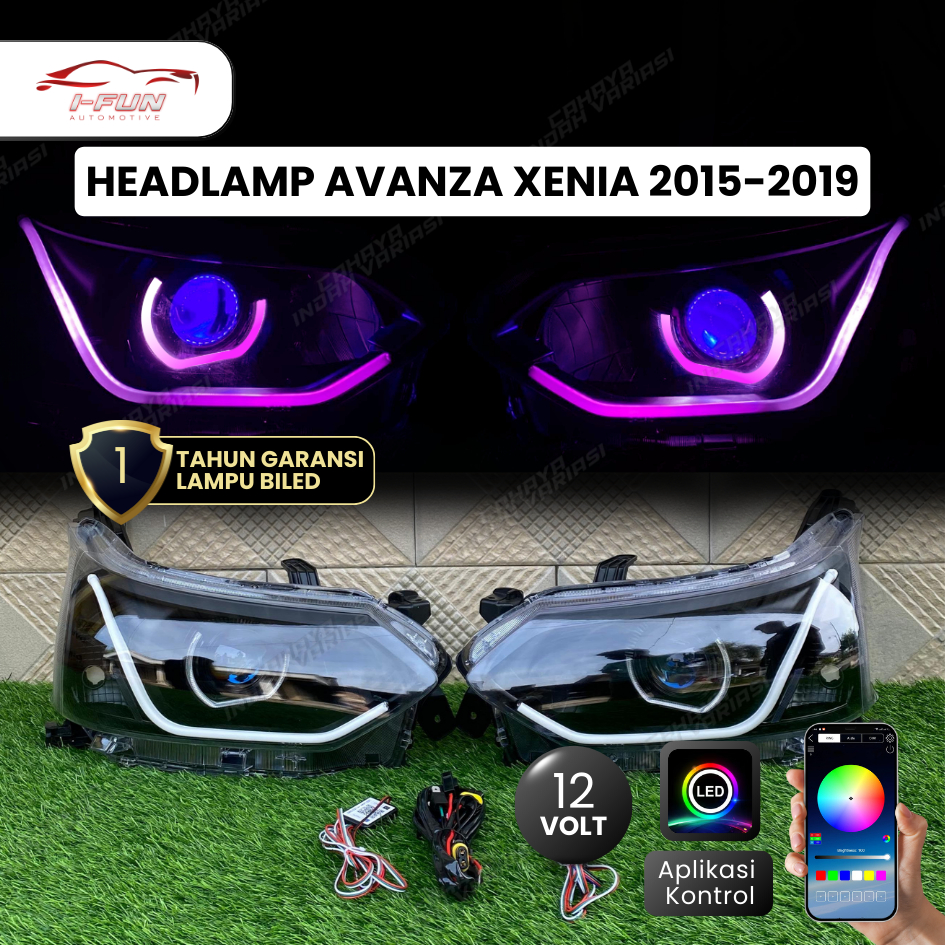 Headlamp Biled Avanza Xenia 2015 2019 Custom Full RGB dengan Alis Sein Running PNP Biled 3 Inch 12V 