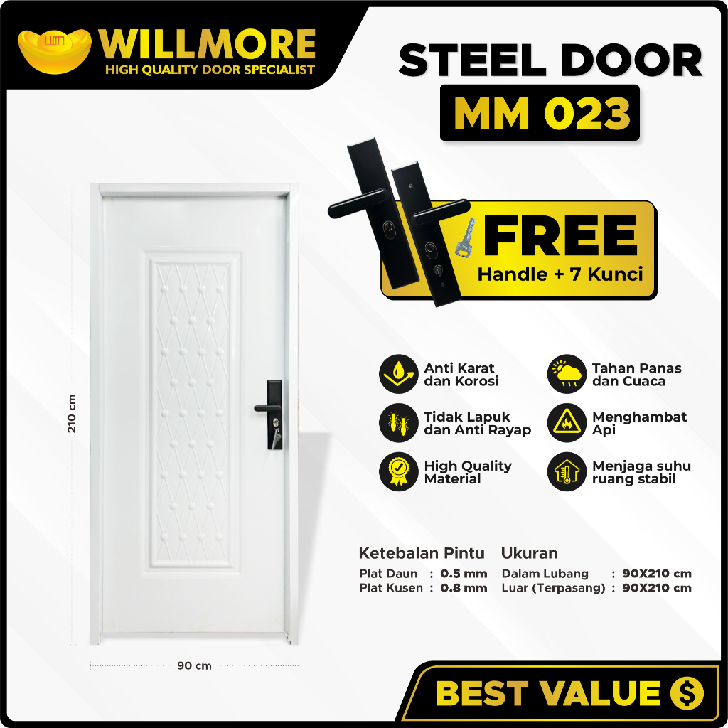 WILLMORE PINTU BAJA PREMIUM - MM 023 UKURAN 90x210 CM