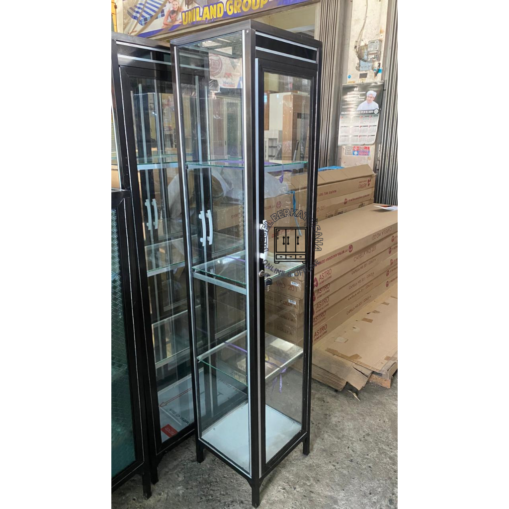 Lemari Rak Serbaguna Aluminium 4 Susun Full Kaca