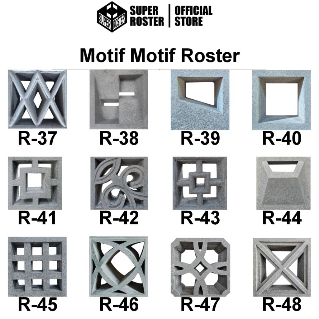 Roster Beton Lubang Angin Minimalis Ukuran 20 x 20 x 10 motif R-37 - R-48