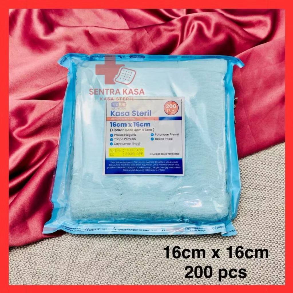 Kasa Potong Lipat Ukuran 16x16 cm Kasa Steril GunaMed Perban Luka Operasi Diabetes Anti Lengket Kass