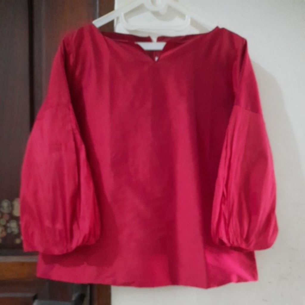 Semi Kebaya merah bahan Tafeta