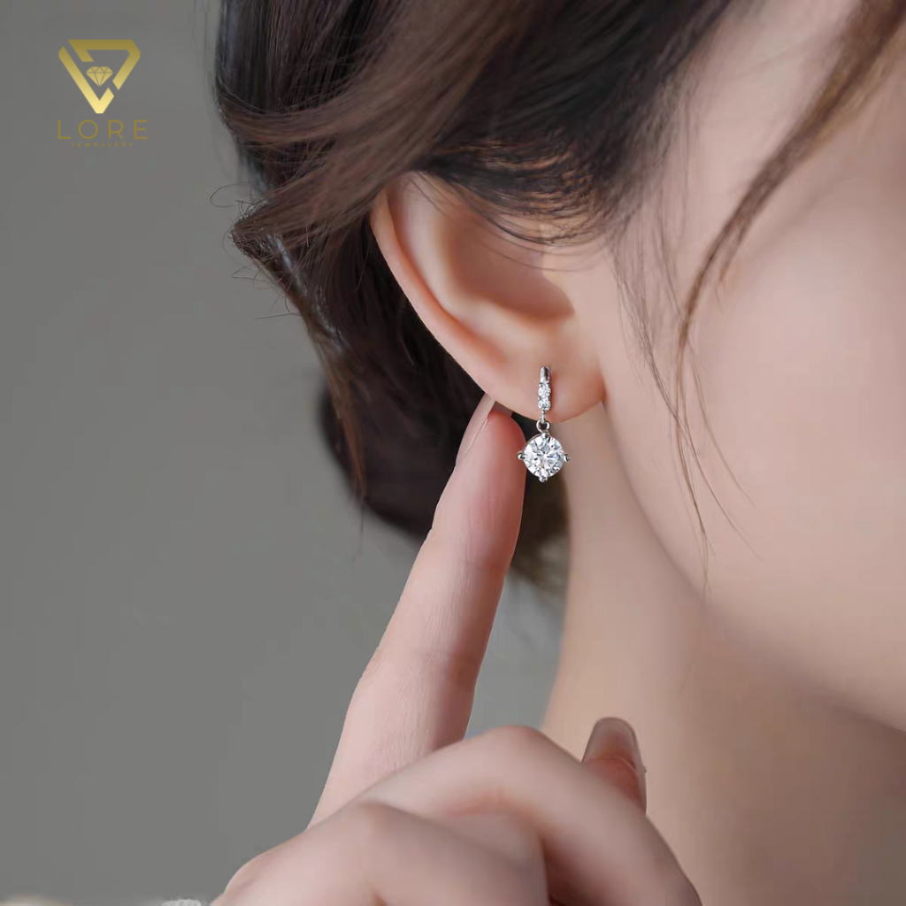 Lore Jewellery - Anting Moissanite Lapis Emas - Circle Shaped Moissanite Earrings GRA
