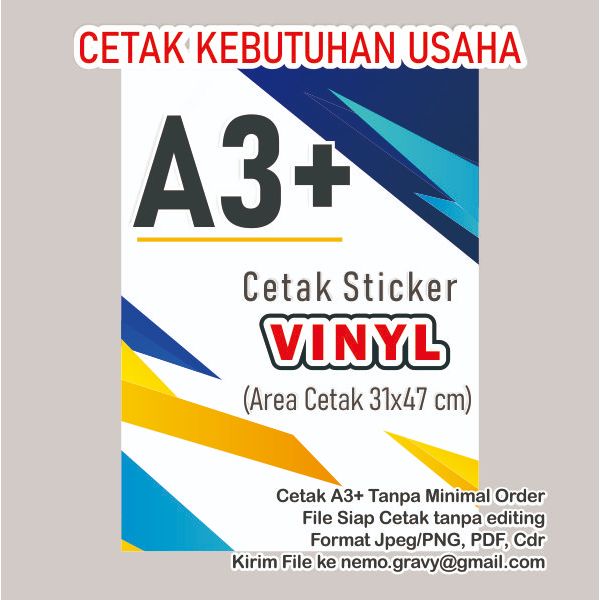 A3+ CETAK STICKER VINYL STIKER VINYL