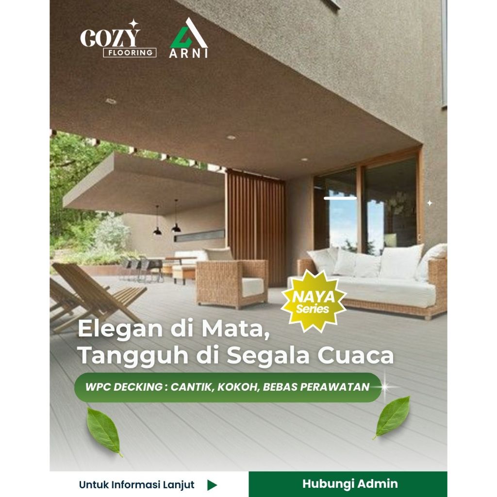 WPC Decking Naya panjang 2,9m per batang | Decking lantai outdoor