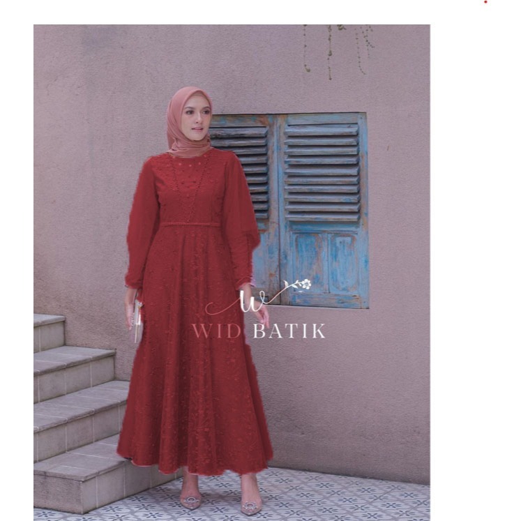 GAMIS XXL - AMARTHA DRESS RAYA SERIES// GAMIS BROKAT BELAHAN MUTIARA JAHIT BRIDESMAID REMAJA SERAGAM