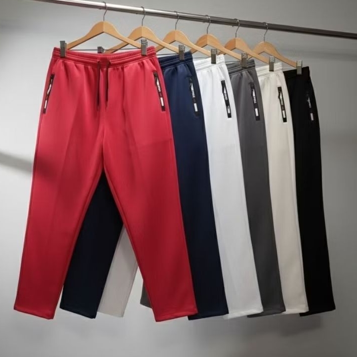 Celana Training Olahraga Pria Wanita Warna Hitam Merah Putih Tebal Elastis