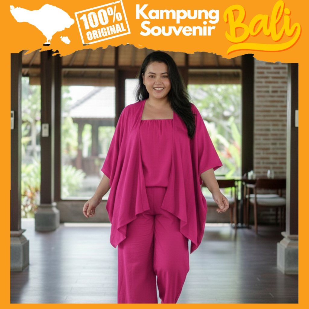 ONE SET Kemben New Jumbo 3XL Kardigan Pendek TIE DYE Rayon Adem Setelan Wanita