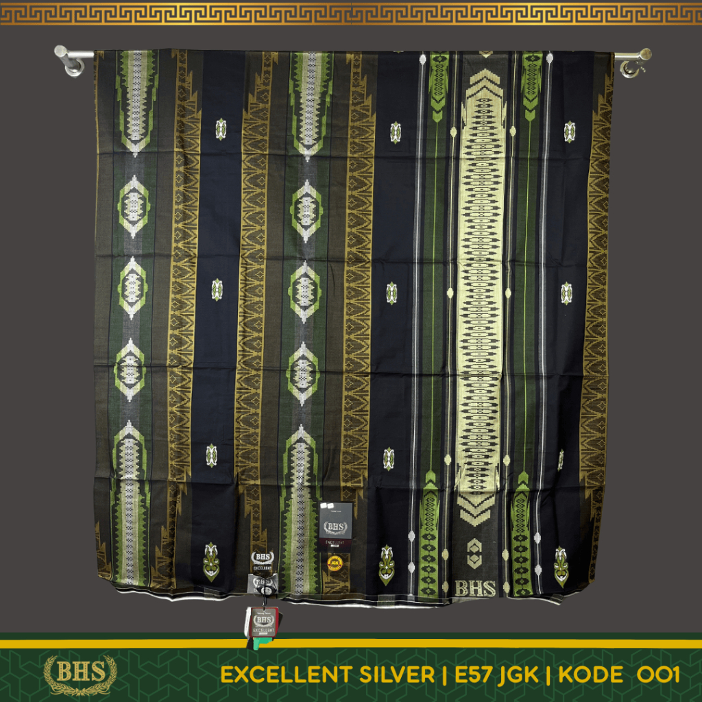 Sarung BHS Excellent SILVER Motif E57 JGK Jacquard Gunung Karakatau Bahan Mercerized Cotton Halus da