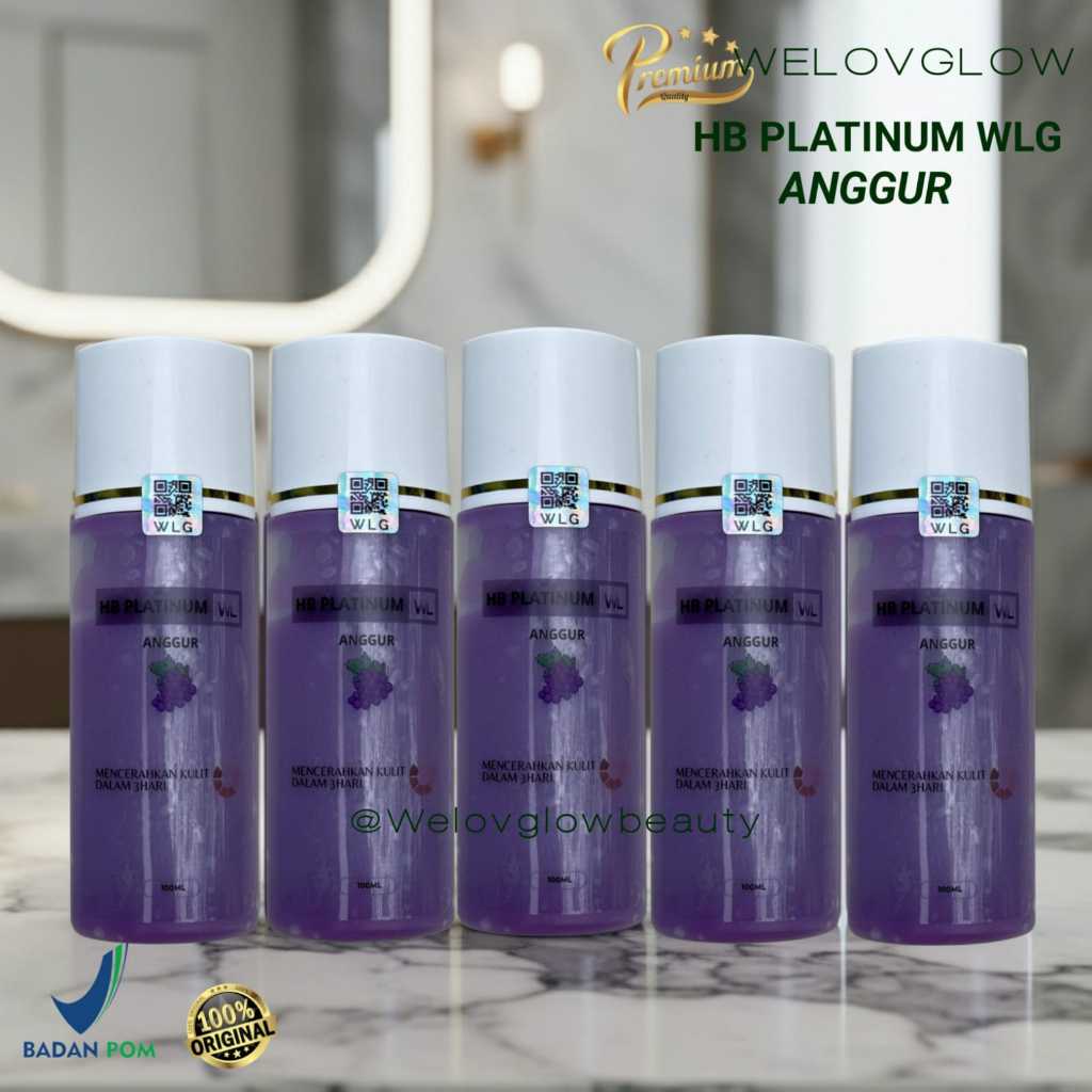 Paket Hemat 5 Botol HB Anggur Original BPOM Hb Platinum WLG Mencerahkan & Memutihkan Kulit