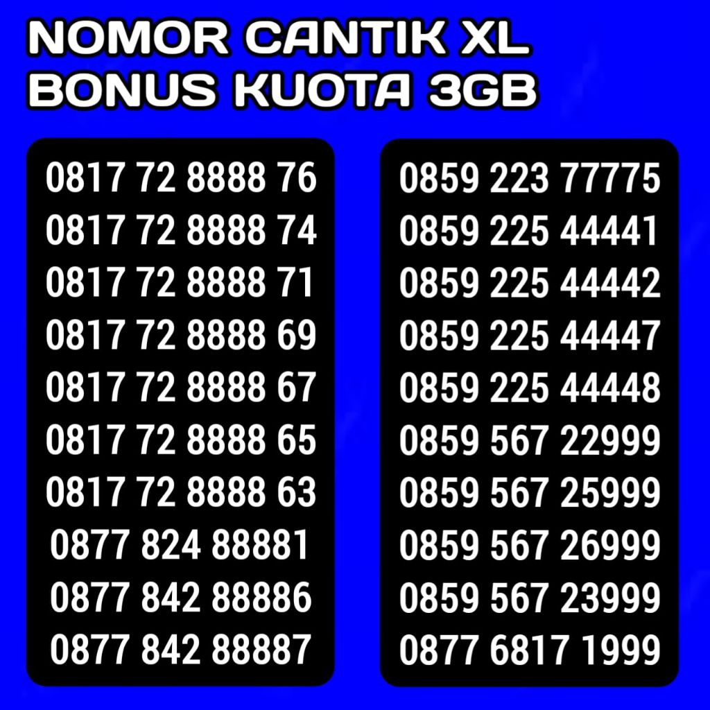 KARTU PERDANA NOMOR CANTIK XL KWARTET