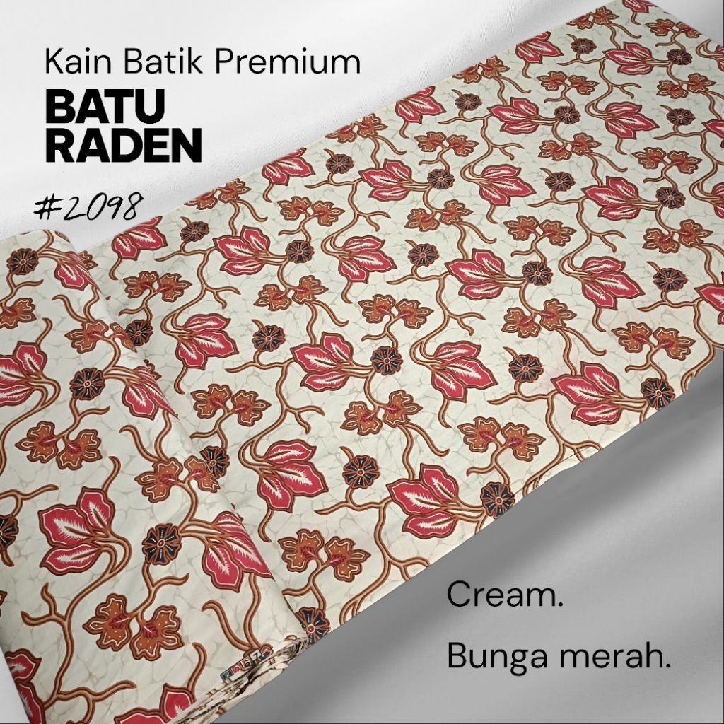 KAIN BATIK KATUN PREMIUM 100% ORIGINAL BATIK BATU RADEN KHUSUS WARNA CREAM/KREM BAHAN KEMEJA BATIK K