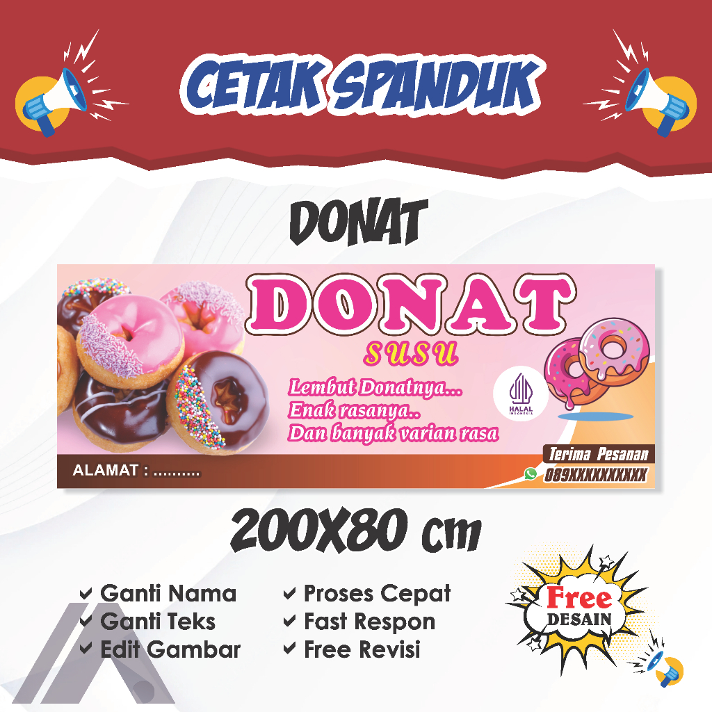 Spanduk Banner Jualan Donat Viral Custom