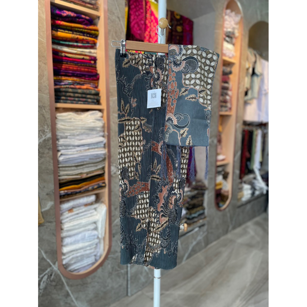 kamen plisket anak set selendang