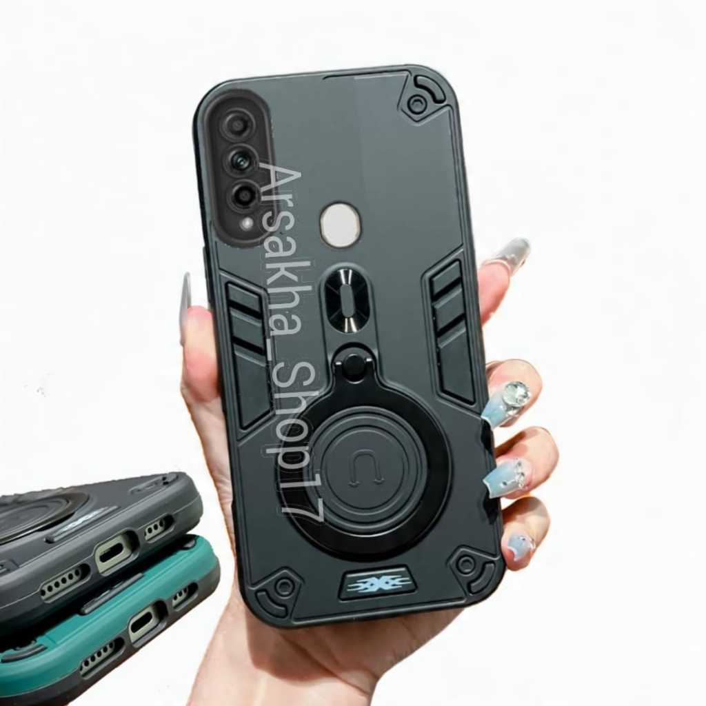 Casing HP Untuk OPPO A31/A8 2020 Hard Case Pro Camera Carbon Fibre 360 Degree Rotasi Ring
