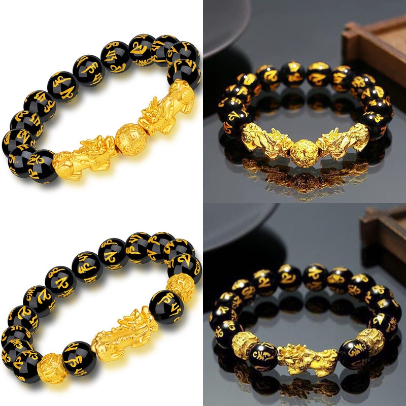 Gelang Pixiu titanium emas anti karat kusam keras 3D Vietnam untuk pria dan wanita, retensi warna ta