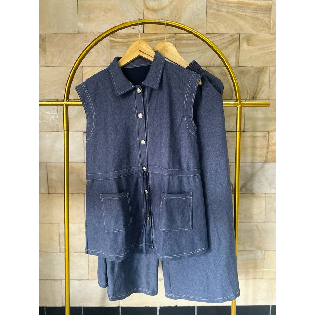 Setelan knit saku Clarke