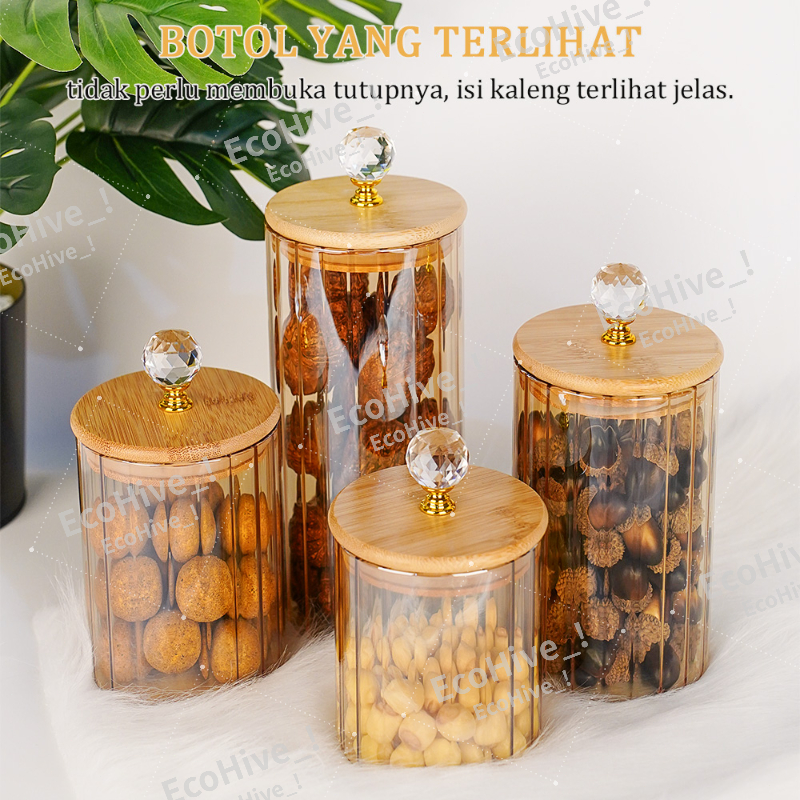 Toples Rusa Gold Toples Tutup Kayu Toples Kue Toples Kaca Kedap Udara Gold Serbaguna Toples Lebaran