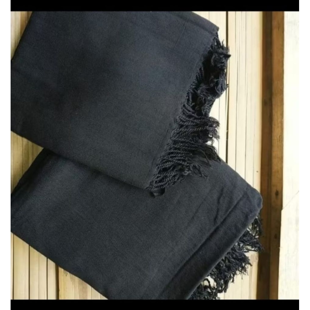 Kain Tenun Polos putih+hitam Lebar 100x200cm