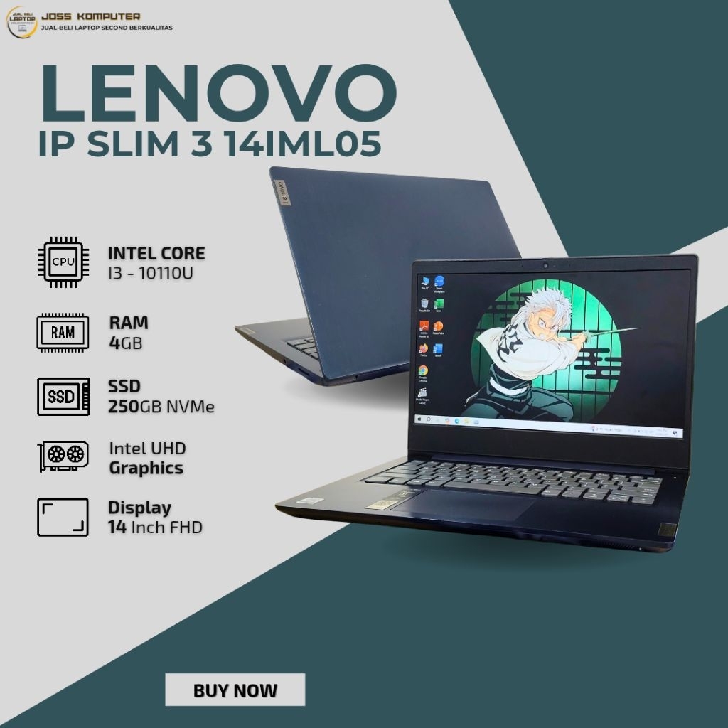 Lenovo Ideapad Slim 3 14IML05 Intel Core i3-10110U/ RAM 4GB/ SSD 250GB/ 14" FHD