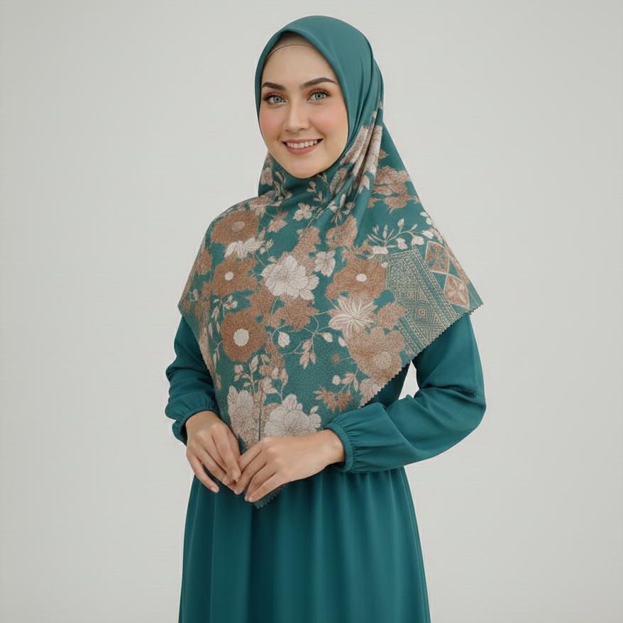 Mama In Fashion - Jilbab Syari Segi Empat Voal Motif / Jilbab - Hijab - Kerudung segi empat Motif Te