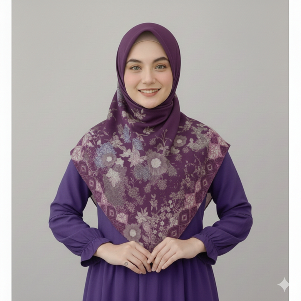 Mama In Fashion - Jilbab Syari Segi Empat Voal Motif / Jilbab - Hijab - Kerudung segi empat Motif Te