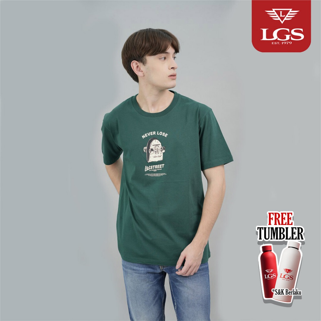 LGS Street - Kaos Casual Street Lengan Pendek - Never Lose - Hijau - ST.30.H094.032.C