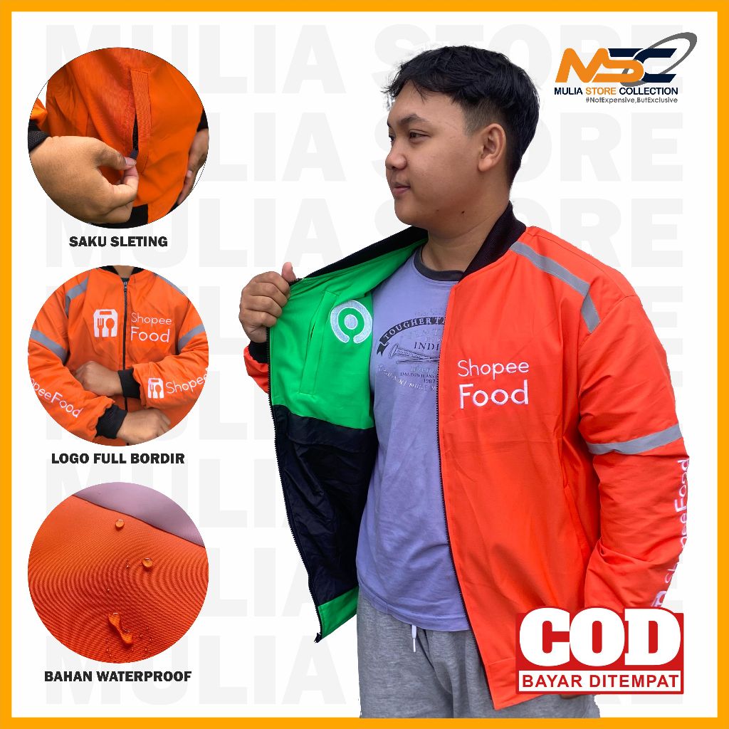 Jaket Bomber SF GJK Bolak Balik / Jaket Ojol Bolak Balik GJK SFOOD Terbaru / Jaket Bomber Waterproof
