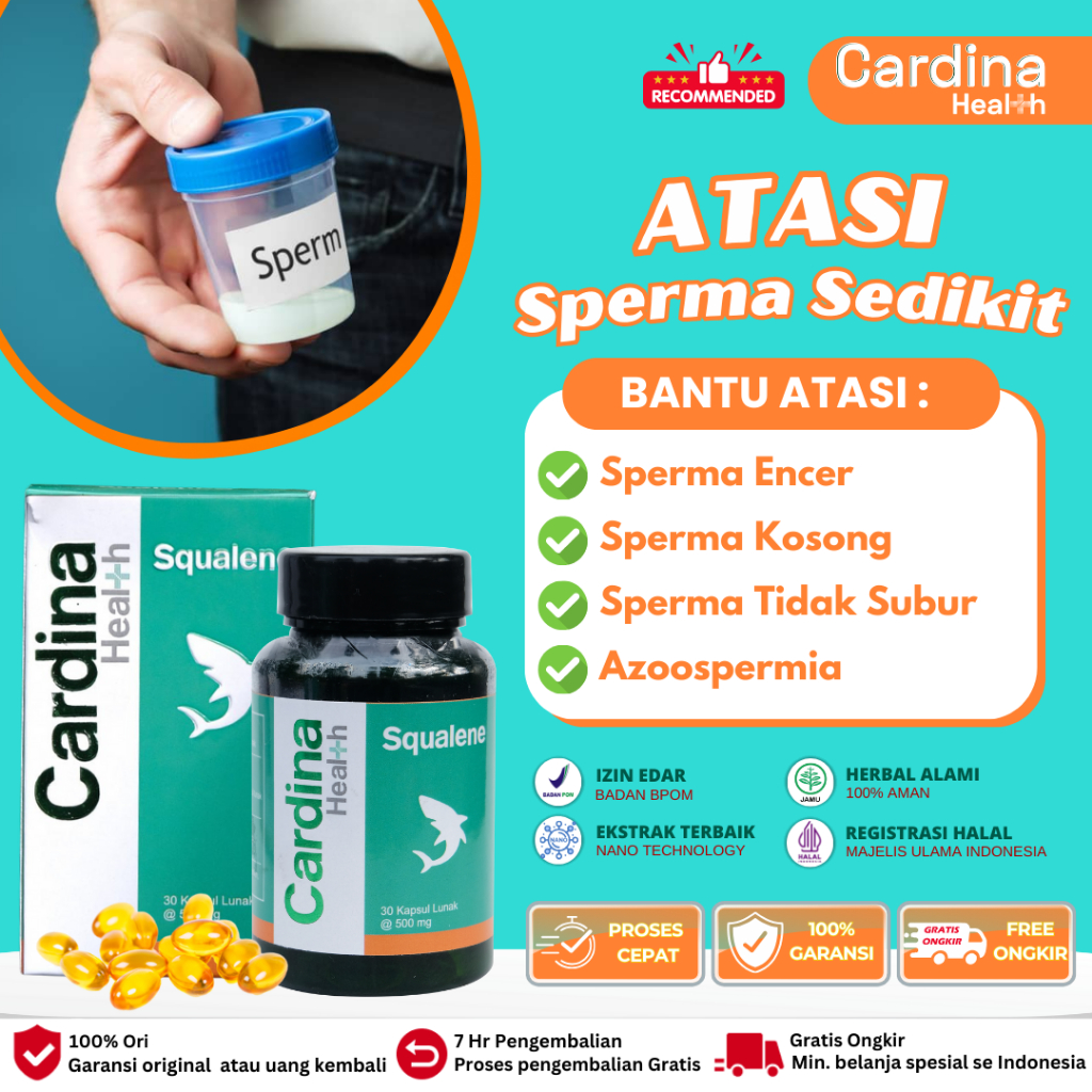 Cardina Health Squalene - Vitamin Penyubur Pengental Penambah Sperma Mani Encer Azoospermia Untuk Ke