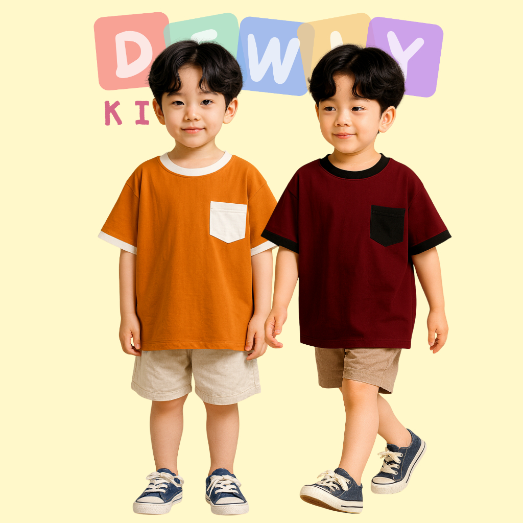 Korean Pocket Anak Oversize / Kaos Oversize Anak Basic Tee / Kaos Anak Polos List PS019