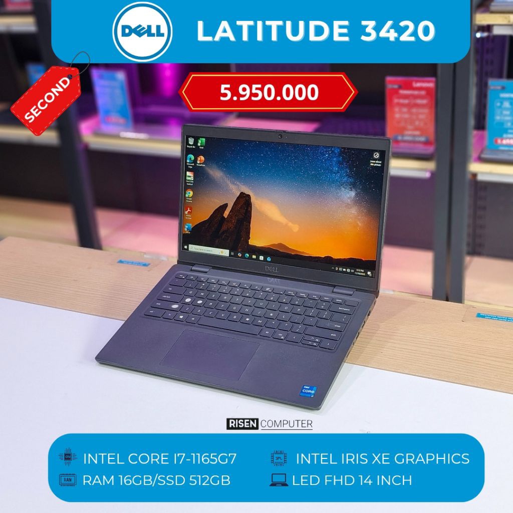 DELL LATITUDE 3420 Intel Core I7-1165G7 RAM 16GB SSD 512GB FHD 14inch Notebook Second Bekas Laptop