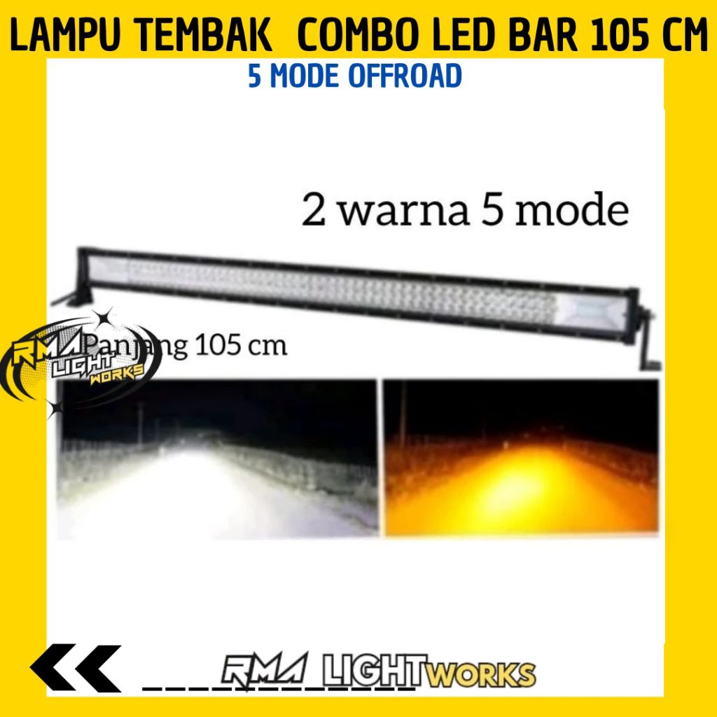 Lampu Tembak Combo Led Bar 105 Cm 5 Mode Offroad Putih-Kuning
