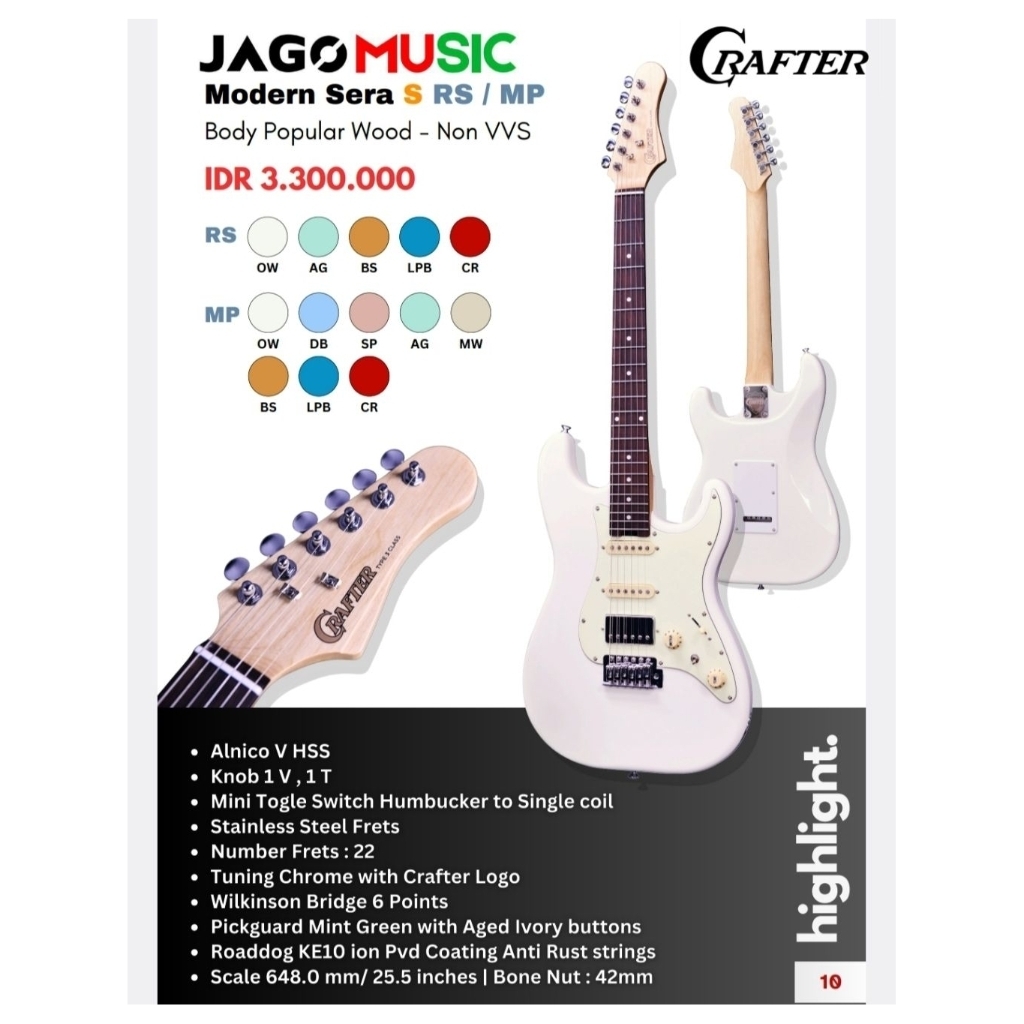 Gitar Elektrik Gitar Crafter Modern Sera S MP Neck Maple Fretboard
